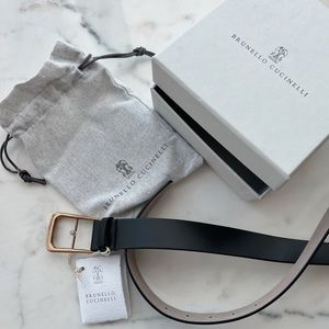 NEW Brunello Cucinelli Leather Belt Black